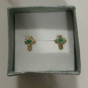 18K Cross Earrings With Security Claps
